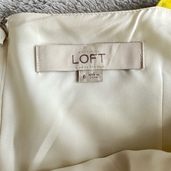 Loft Summer Sleeveless Spaghetti Strap Yellow Striped Lined Dress size 6 - Picture 8 of 9